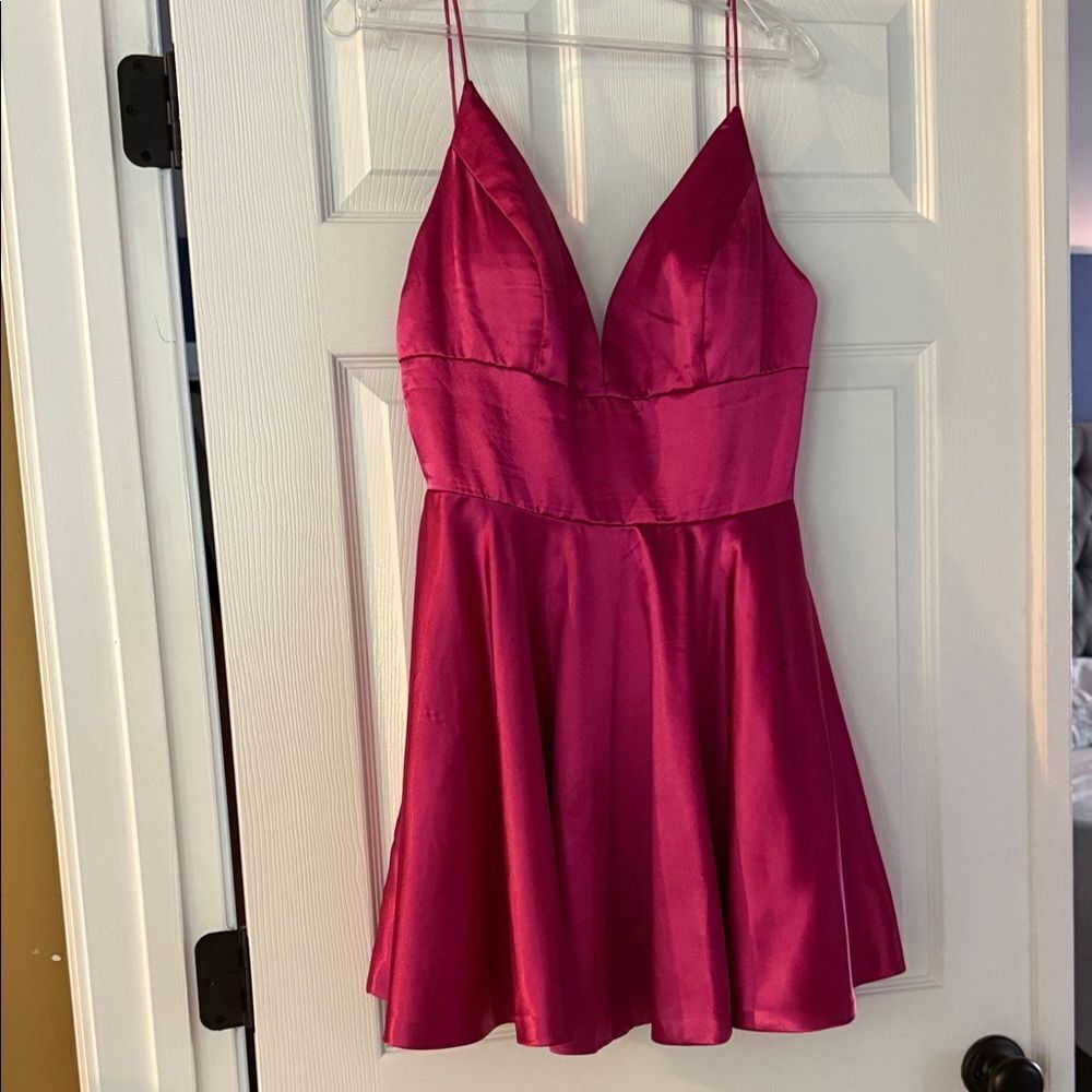 Sherri Hill Pink Satin Dress short speghetti strap 52291